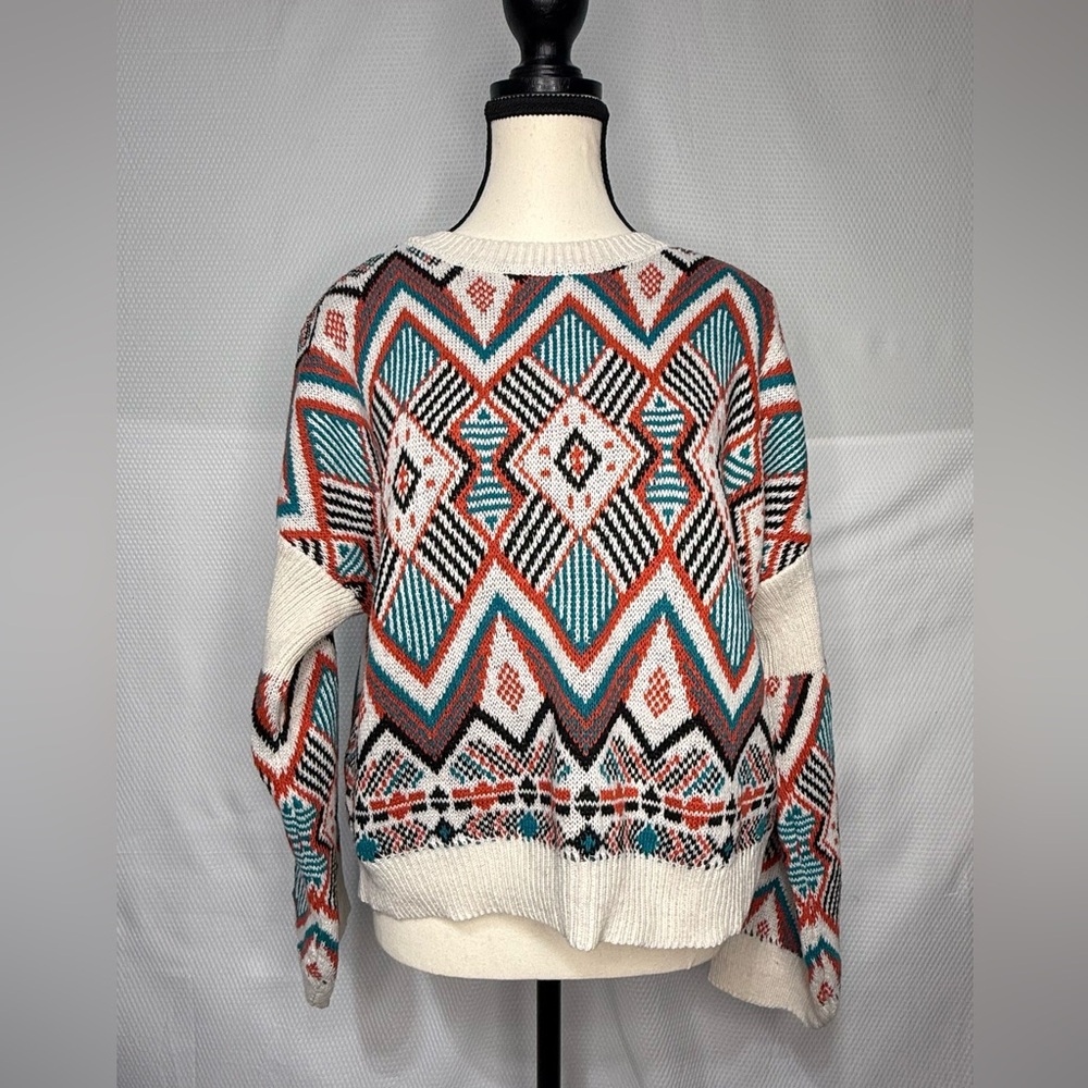 Geometric Patterned Sweater - Multicolor
